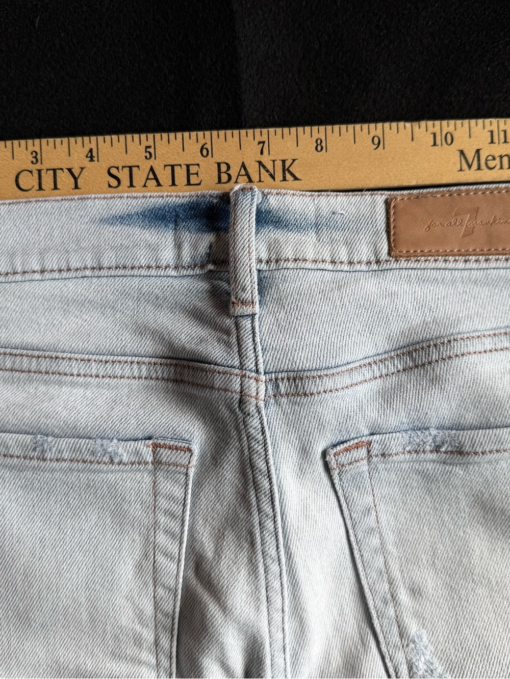 7 For All Mankind Flare Light Blue Denim Jeans Raw Hem - Picture 4 of 8